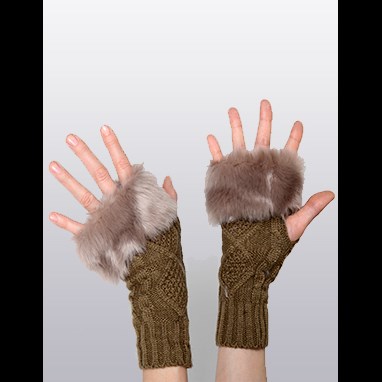 Митенки из шерсти мериноса с искусственным мехом 01021443680 - фото 11429